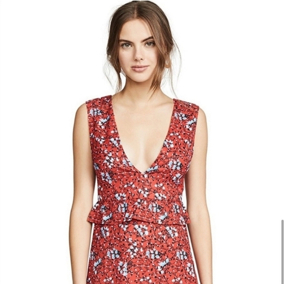 NIGHTWALKER S Elsa Deep VNeck Floral Mini Dress Red Vacation Summer Date Night - Picture 4 of 12